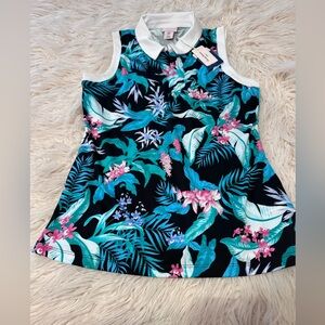 Tommy Bahama Golf Sleeveless Polo Women’s Sizes XS,S,XL Floral Zip Neck NWT